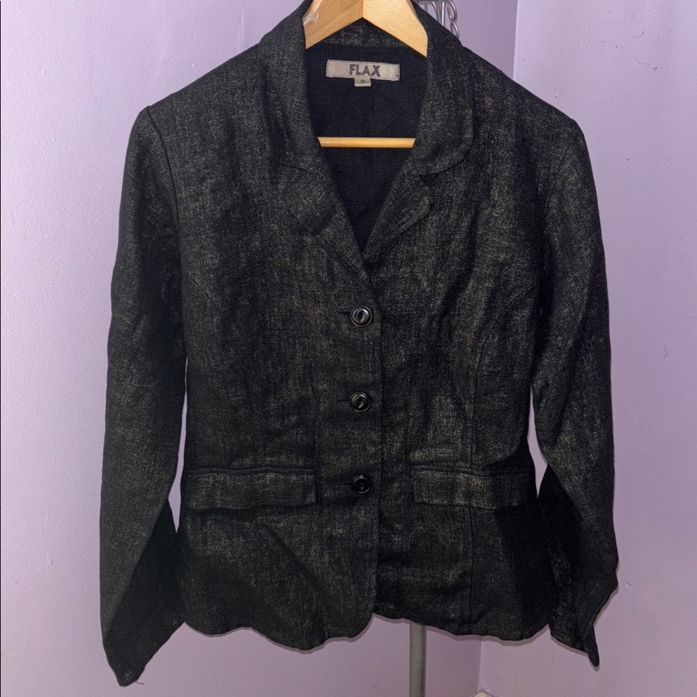 FLAX  Linen Black Blazer Womens